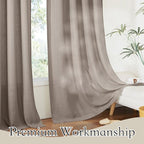 RYB HOME Linen Textured Curtains Semi Sheer Window Curtains Light Filtering Ariy Privacy Sheers for Bedroom Living Room Bathroom Patio Door, Birch Brown, 52 inch Wide x 84 inch Long, 2 Panels