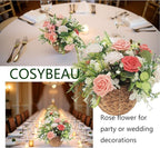 Artificial Flowers 25pcs Roses, Shade of Light Orange Foam Fake Rose Faux Flower for DIY Wedding Bouquet Bridal Shower Centerpieces Floral Arrangements Party Table Home Decorations