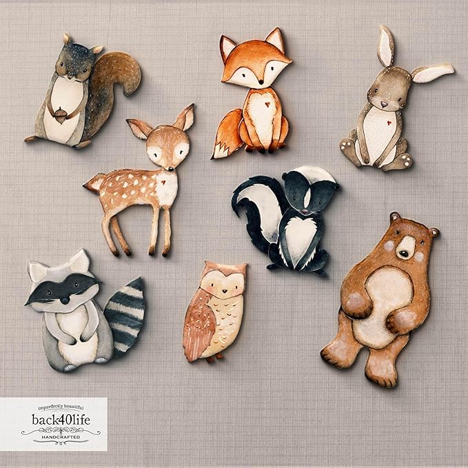 Back40Life Forest Critters Painted Wooden Animal Cutout Shapes (Medium (Bundle of 8))