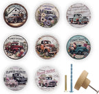 JamJam 8 Pack 1.8" Wooden Rustic Farmhouse Cabinet Knobs Vintage Car Wih Flower Heme Nursery Kids Room Dresser Drawer Knobs and Pulls