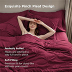 Bedsure Twin Comforter Set Dark Red - Bed in a Bag Twin Size Bedding 5 Pieces, GentleSoft™ Pintuck Bed Set Gift for Family, Pinch Pleat Dark Red Comforter with Sheets, Pillowcase & Sham