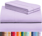 LuxClub 4 PC California King Sheet Set, Breathable Luxury Bed Sheets, Deep Pockets Wrinkle Free Cooling Sheets Machine Washable Hotel Bedding Silky Soft - Lavender Cal King