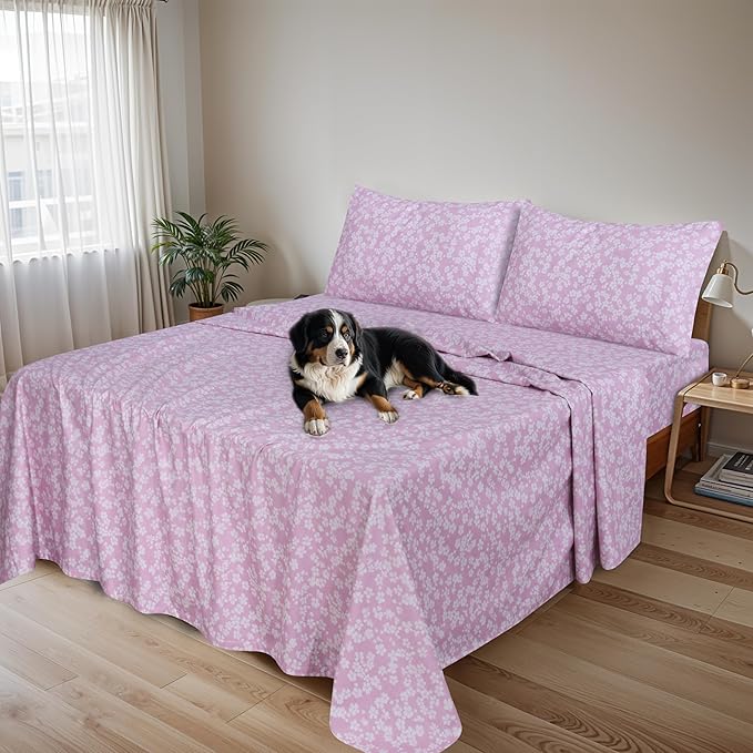 RUVANTI Flannel Sheets Twin XL Size - 100% Cotton Double Brushed Twin XL Sheet Sets, Deep Pockets 16 Inches, All Seasons Breathable & Extra Soft Bed Sheets, Warm & Cozy, 3 Piece, Pink Flora