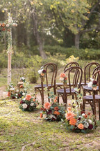 Ling's Moment 22" Tall Fall Free Standing Artificial Flowers Arrangements 2 pcs Fall Wedding Aisle Runner Chair Decorations Fake Terracotta Arch Entryway Ceremony Reception Church Rose Floral Party
