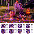 JMEXSUSS 8 Pack 50 LED Orange and Purple Fairy Lights Battery Operated 16.1ft Twinkle Lights