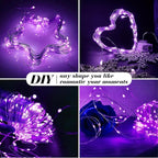ZGWJ 8 Pack Fairy Lights Battery Operated, 7ft 20 Mini LED Fairy String Lights Silver Wire 3 Modes for DIY, Parties, Wedding, Bedroom, Halloween Christmas Decoration Purple