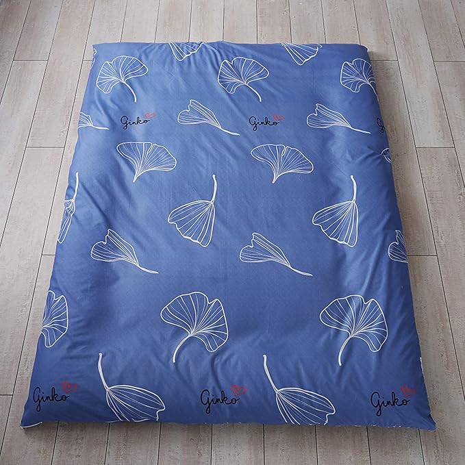 MAXYOYO Leaf Printed Japanese Futon Floor Mattress, Thicken Sleeping Pad Floor Bed Roll Up Camping Guest Mattress Folding Couch Bed, Queen Size