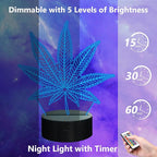 FULLOSUN 3D Night Light, 3D Illusion Lamp with Remote Control 16 Colors Changing Table Desk Bedroom Decor Optical Home Room Store Decoration