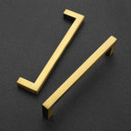 Ravinte 10 Pack Solid Gold Kitchen Cabinet Handles Slim Drawer Pulls with 5 Inch Hole Center Square Bar Cupboard Hardware