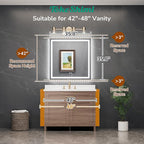 TokeShimi 36x36 LED Bathroom Vanity Mirror with Lights 3 Colors,LED Mirror for Bathroom,Front Lit + Backlit Stepless Dimmable,Anti-Fog,Memory,HD Tempered Glass,UL Listed,Waterproof