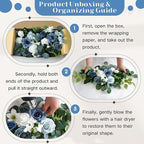 Artificial Flowers Decorations Pack of 2,Centerpieces for Wedding Reception Backdrop Decoration, Floral Decor Wall Home Entryway OutdoorDecorations (Serene Dusty Blue)