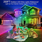 LETIANPAI 200ft Outdoor LED Strip Lights Waterproof 1 Roll,IP68 Outside Led Light Strips with App and Remote,Music Sync RGB Exterior Rope Self Adhesive Back for Deck,Balcony,Pool