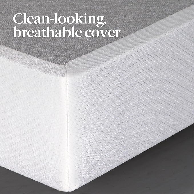ZINUS No Assembly Metal Box Spring 9 Inch White Mattress Foundation, Sturdy Metal Structure, Twin