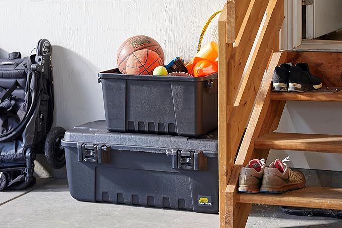 Plano Storage Trunk, Black, Medium, Lockable Storage Box, Airline Approved Sportsman Trunk, Hunting Gear and Ammunition Bin, Heavy-Duty Containers for Camping, 68-Quart