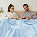 Exclusivo Mezcla Fleece Blanket Queen Size for Bed, Super Soft and Warm, All Season Use, Cozy, Plush, Lightweight, 90x90 Inches, Ice Blue