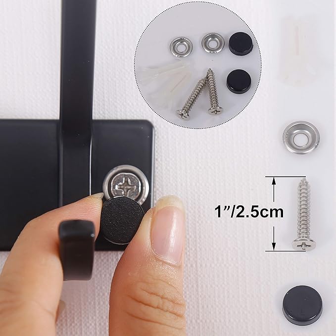WEBI Coat Rack Wall Mounted,4 Coat Hooks for Hanging Coats,Hook Rack Rail Coat Hanger Wall Coat Rack with Hooks for Clothes,Black,2 Packs