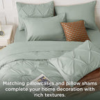 Bedsure California King Comforter Set - Bed in a Bag Cal King Bedding Set 7 PCS, GentleSoft™ Pintuck Bed Set Gift for Family, Pinch Pleat Sage Green Comforter with Sheets, Pillowcases & Shams