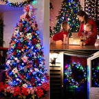 BrizLabs Christmas Lights Multicolor, 2 Pack 17.94ft 50 LED Christmas String Lights, Battery Xmas Tree Light Outdoor/Indoor, Green Wire 8 Modes Mini Xmas Light for Holiday Tree Wreath Lawn Party Decor