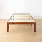 Mellow Naturalista Classic 16 Inch Solid Wood Platform Bed with Wooden Slats, Cherry, Twin