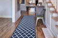 Custom Size Cut to Length Moroccan Trellis Design Runner Rug Mat For Wide Long Hallways with Non-Slip Rubber Backing, Better Traction for Pets, Prevent Slippage, Trellis Navy Blue, 31 inch X 17 feet