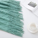 BOURINA Dark Cyan Throw Blanket 50x60 Inches Throw Textured Solid Soft Sofa Couch Decorative Knit Blanket