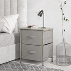 Simple Houseware 2 Tier Night Stands Dresser for Bedroom Organizer Drawer Storage Tower, Grey