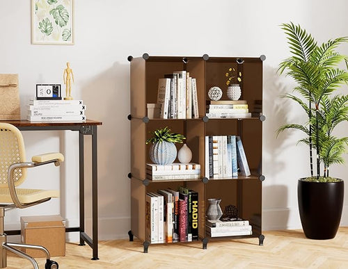 6-Cube Storage Organizer, Closet Organizer Storage Shelf Bookcase Bookshelf with Metal Hammer, Storage Cubes Organizer Cabinet for Kids, Closet, Bedroom, Bathroom, (11.8x11.8x11.8 inch)