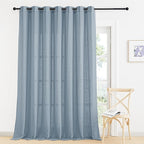 RYB HOME Extra Long Natural Linen Curtains 108 inch Length, Light Filtering Airy Fabric for Bedroom Home Office Cottage, Modern Vertical with Wrinkle Resistance, Dusty Blue, W 100 x L 108, 1 Pc