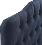 Modway Annabel Tufted Button Linen Fabric Upholstered Queen Headboard in Navy
