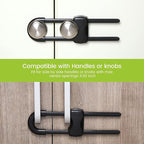 Jetec 10 Pieces Cabinet Locks for Babies, U-Shaped Proofing Drawers Safety Child Locks Adjustable, Easy to Use Childproof Latch for Knob Handle on Kitchen Door Storage Cupboard Closet (Black)