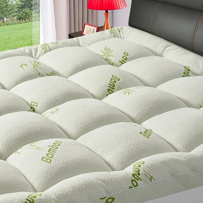 Premium Viscose Made from Bamboo Short Queen RV Size Mattress Topper for Back Pain, Quilted Fitted Extra Thick Mattress Pad,Pillow Top Mattress Cover with Deep Pocket Up to 21 Inches（60 * 75inch）