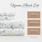 Linen Market 4 Piece Queen Sheet Set - Breathable, Double-Brushed Patterned Cooling Sheets – Oeko-TEX Certified Ultra Soft & Wrinkle-Free 16" Deep-Pocket Queen Sheets - Easy Care Wildflower Blue