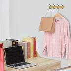 Brushed Gold Wall Mounted Coat Rack – 12 Inch Stainless Steel Rail with 4 Double Coat Hooks for Entryway, Bathroom, Bedroom, Kitchen – Modern Gold Hook Rack for Coats, Hats, Towels