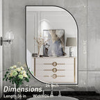 24X36 Inch LED Bathroom Mirror with Lights,Black Frame Lighted Irregular Wall Mirror,Asymmetrical Vanity Mirror,Anti-Fog,Dimmable