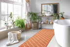 Custom Size Moroccan Trellis Runner Rug Mat for Wide Hallway Entryway Kitchen Laundry Room with Slip Resistant Latex Rubber Backing, Trellis Orange, 31 inch X 12 feet