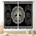Viking Curtains, Nordic Tree of Life Celtic Rune Scandinavian Gothic Norse Mythology Aesthetic Retro Drapery for Bedroom Living Room Bathroom Window 2 Panel Set, 42"x63" Inch
