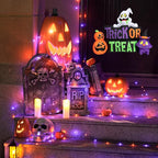JMEXSUSS 8 Pack 50 LED Orange and Purple Fairy Lights Battery Operated 16.1ft Twinkle Lights
