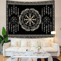 OSUNBD Nordic Vikings Tapestry Small 60x40inches Soft Flannel Vegvsir Symbol Amulet Celtic Rune Scandinavian Aesthetic Mythology Tapestry Wall Hanging for Bedroom Living Room Decor