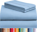 LuxClub 4 PC Queen Sheet Set, Deep Pockets Wrinkle Free Cooling Bed Sheets Hotel Bedding for Women, Men, Kids & Teens, Includes 1 Fitted Sheet, 1 Flat Sheet and 2 Pillowcases - Silky Soft Sky