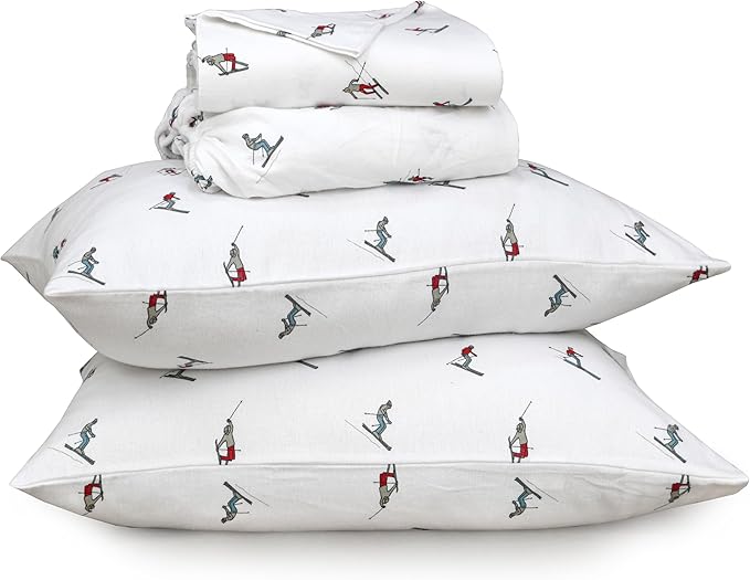 RUVANTI Flannel Sheets Queen Size - 100% Cotton Double Brushed Bed Sheets, Deep Pockets 16 Inches Queen Sheet Set, All Seasons Breathable & Extra Soft - Warm & Cozy, 4 Piece, Flurry Friends