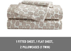 Eddie Bauer - Twin Sheets, Cotton Flannel Bedding Set, Brushed For Extra Softness, Cozy Home Decor (Little Creek Pine Cone Beige, Twin)