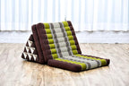 Leewadee - Comfortable Japanese Floor Mattress Used As Thai Floor Bed with Triangle Cushion, Futon Mattress Or Thai Massage Mat, 67 x 21 inches, Brown Green