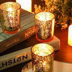 24 Pcs Gold Votive Candle Holders, Speckled Mercury Gold Glass Candle Holder Bulk for Wedding Centerpiece Table Decor, Tea Lights Candle Holder for Valentines Day Decor, Home Decor