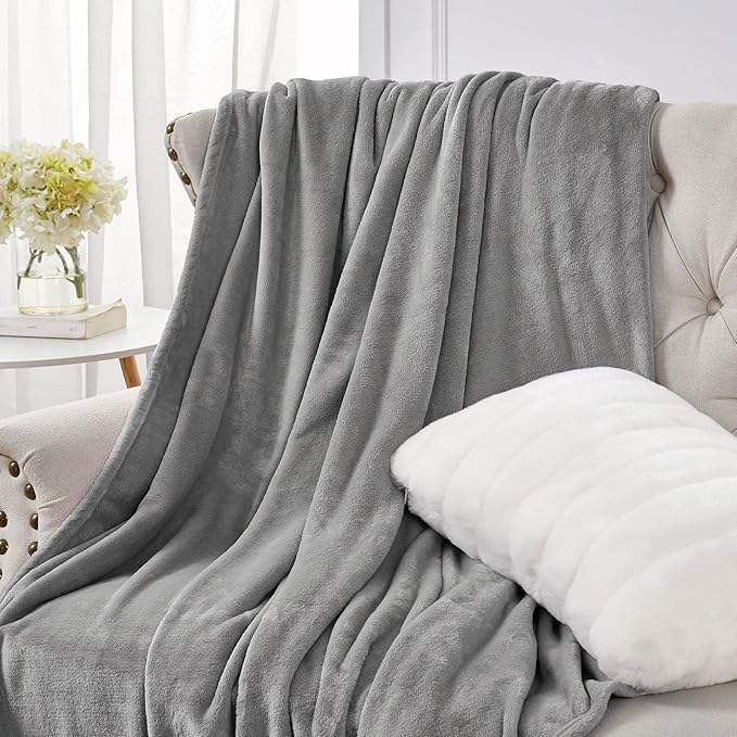 Walensee Big King Szie Fleece Blanket, Oversized Plush Throw, Giant Large Fuzzy Lightweight (King Size 108x90 Grey) Super Huge Soft Microfiber Blankets for Couch, Bed, Sofa, and Cozy for All Seasons