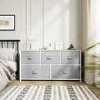 YITAHOME 5 Drawer Dresser - Fabric Storage Tower, Organizer Unit for Bedroom, Living Room, Hallway, Closets - Sturdy Steel Frame, Wooden Top & Easy Pull Fabric Bins
