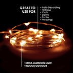 2 Sets 20 LEDs Warm White Color String Lights Silver Wire Indoor and Outdoor 6.5 Feet Firefly Starry Fairy Lights Battery Powered for DIY, Christmas, Holidays, Party, Bedroom and Centerpieces