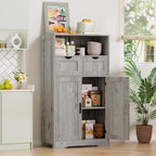 Iwell Storage Cabinet with 2 Drawers & 2 Adjustable Shelves, Kitchen Cabinet, Cupboard, for Living Room, Kitchen, Entryway, Home Office, Grey