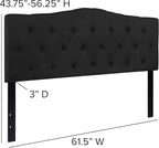 Flash Furniture Cambridge Tufted Upholstered Queen Size Headboard in Black Fabric