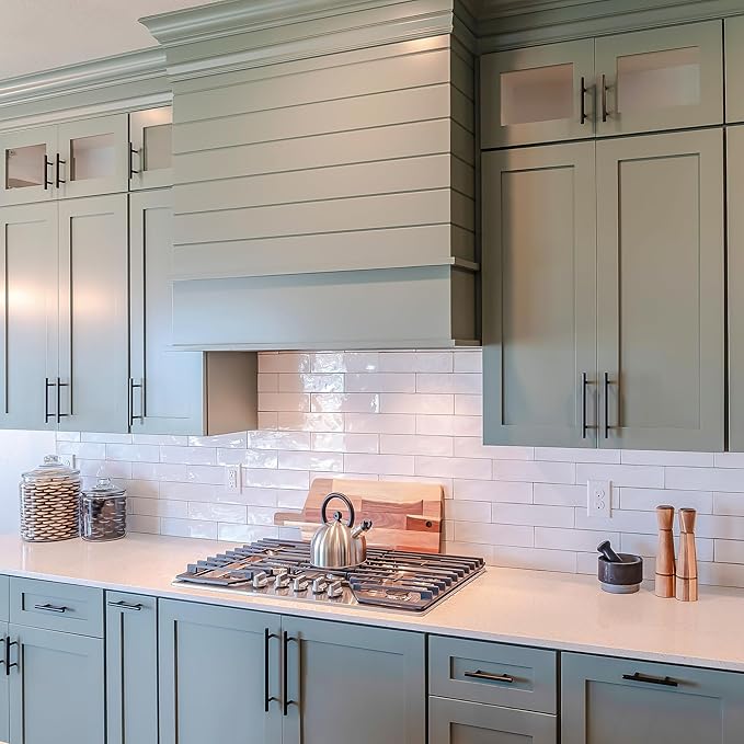JOY DECOR 60 Pack Cabinet Handles, Black Cabinet Pulls, 4 in Hole Center Kitchen Hardware, Stainless Steel T Bar Handles for Dresser Drawers