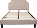 Flash Furniture Brighton Queen Size Tufted Upholstered Platform Bed in Beige Fabric